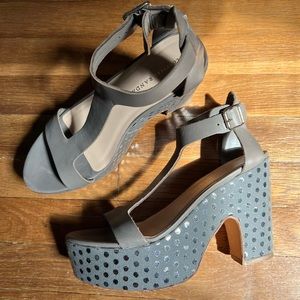Loeffler Randall Polka Dot Grey Platform Sandals